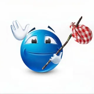 Sticker from blue emoji guy @scarapologist