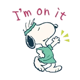 😊 emoji 【英文】敏捷地動了！Snoopy 情緒表現貼圖 (史努比) @kal_pc Telegram sticker 10 of 24