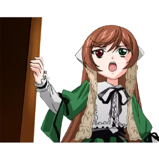 🤨 emoji Rozen Maiden - Suiseiseki  翠星石 Telegram sticker 12 of 36