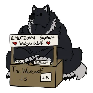🔜 emoji BuffWolf The Emotional Support Werewolf Telegram sticker 12 of 13