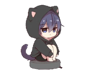 🫥 emoji Gurizinho de capuz de gato preto - @oneesanstickers Telegram sticker 16 of 24