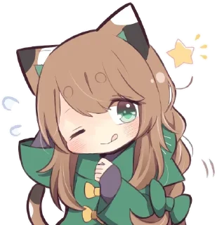 😜 emoji Gatinha de roupa verde - @oneesanstickers Telegram sticker 7 of 40