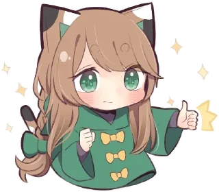 👍 emoji Gatinha de roupa verde - @oneesanstickers Telegram sticker 23 of 40