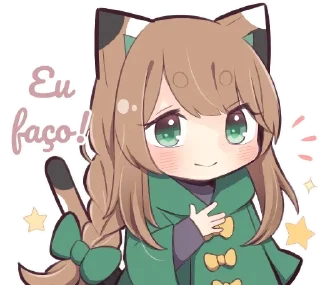 🙂 emoji Gatinha de roupa verde - @oneesanstickers Telegram sticker 19 of 40