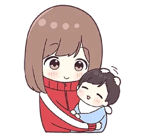 🤗 emoji Guria de abrigo com bebê - @oneesanstickers Telegram sticker 24 of 40
