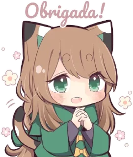 🙏 emoji Gatinha de roupa verde - @oneesanstickers Telegram sticker 17 of 40