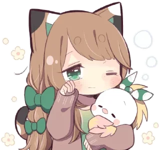😪 emoji Gatinha de roupa verde - @oneesanstickers Telegram sticker 16 of 40