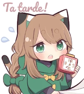 ⏰ emoji Gatinha de roupa verde - @oneesanstickers Telegram sticker 13 of 40