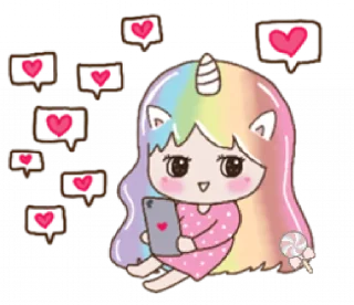 🦄 emoji Uni girl in love @Mycute_stickers Telegram sticker 6 of 31
