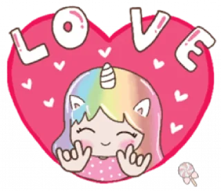 🦄 emoji Uni girl in love @Mycute_stickers Telegram sticker 3 of 31