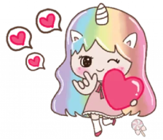 🦄 emoji Uni girl in love @Mycute_stickers Telegram sticker 2 of 31