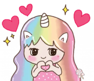 🦄 emoji Uni girl in love @Mycute_stickers Telegram sticker 1 of 31