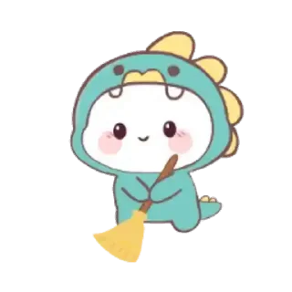 🧹 emoji Mochi Dino Animated • @xxyuji Telegram sticker 9 of 24