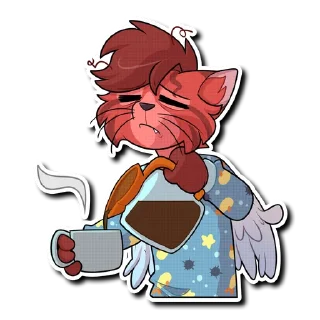 ☕️ emoji Nate the Fishing Cat - by CinnamonSpots Telegram sticker 18 of 36