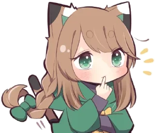 🤔 emoji Gatinha de roupa verde - @oneesanstickers Telegram sticker 24 of 40