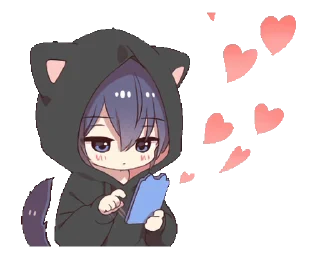 ❤️ Gurizinho de capuz de gato preto - @oneesanstickers, стикер Telegram 20 из 24