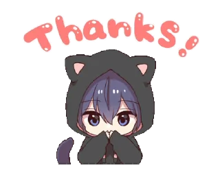 🙏 Gurizinho de capuz de gato preto - @oneesanstickers, стикер Telegram 22 из 24