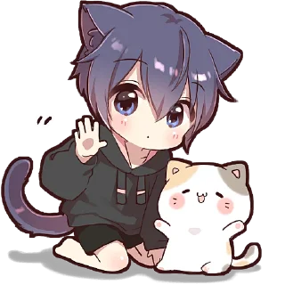 👋 emoji Котик в худи @Nyasticks Telegram sticker 1 of 33