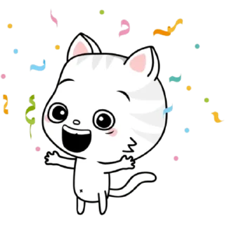 🥰 emoji Белый котик, андроид стики. Telegram sticker 9 of 24