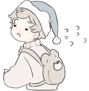 🚶‍♂️ emoji a boy, who like stuffed animals • @punipuni_stickers Telegram sticker 18 of 40