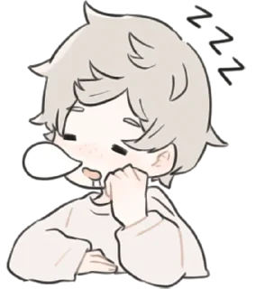 😪 emoji a boy, who like stuffed animals • @punipuni_stickers Telegram sticker 2 of 40