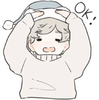 🆗 emoji a boy, who like stuffed animals • @punipuni_stickers Telegram sticker 6 of 40