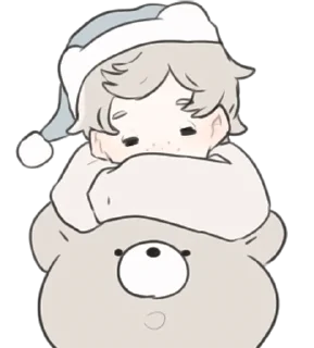 😪 emoji a boy, who like stuffed animals • @punipuni_stickers Telegram sticker 19 of 40