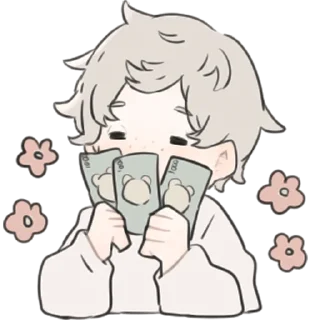 💵 emoji a boy, who like stuffed animals • @punipuni_stickers Telegram sticker 7 of 40