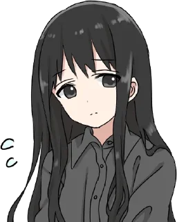 😞 emoji Girl with black hair long Telegram sticker 5 of 32