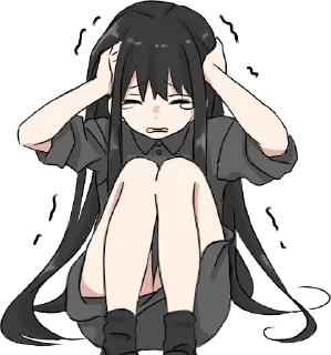😢 emoji Girl with black hair long Telegram sticker 23 of 32