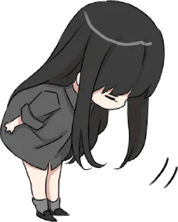 🙇‍♀️ emoji Girl with black hair long Telegram sticker 8 of 32