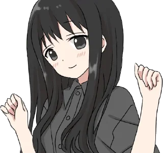 🙂 emoji Girl with black hair long Telegram sticker 14 of 32