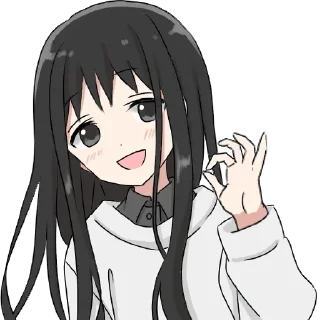👌 emoji Girl with black hair long Telegram sticker 11 of 32