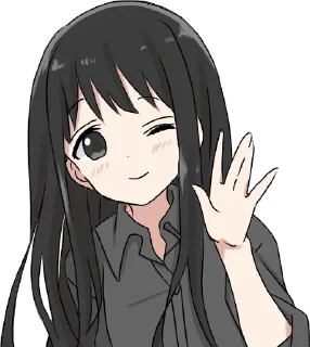 👋 emoji Girl with black hair long Telegram sticker 21 of 32