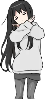 ❌ emoji Girl with black hair long Telegram sticker 7 of 32