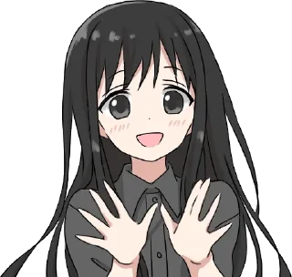 🤗 emoji Girl with black hair long Telegram sticker 2 of 32