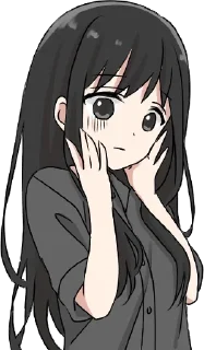 😕 emoji Girl with black hair long Telegram sticker 22 of 32