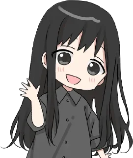 👋 emoji Girl with black hair long Telegram sticker 20 of 32
