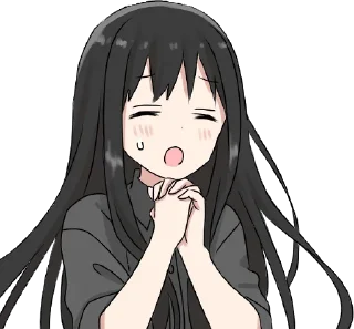 🙏 emoji Girl with black hair long Telegram sticker 17 of 32
