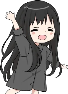 🙌 emoji Girl with black hair long Telegram sticker 24 of 32