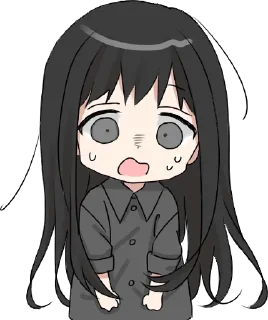 😱 emoji Girl with black hair long Telegram sticker 12 of 32