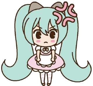 😡 emoji Hatsune Miku x Pusheen :: @line_stickers Telegram sticker 8 of 24