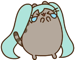 🤣 emoji Hatsune Miku x Pusheen :: @line_stickers Telegram sticker 13 of 24