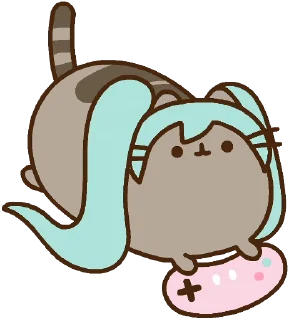 🎮 emoji Hatsune Miku x Pusheen :: @line_stickers Telegram sticker 24 of 24