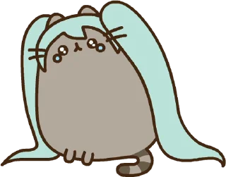 🥺 emoji Hatsune Miku x Pusheen :: @line_stickers Telegram sticker 21 of 24