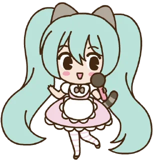 🎤 emoji Hatsune Miku x Pusheen :: @line_stickers Telegram sticker 19 of 24