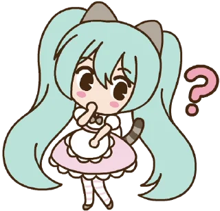 😯 emoji Hatsune Miku x Pusheen :: @line_stickers Telegram sticker 9 of 24