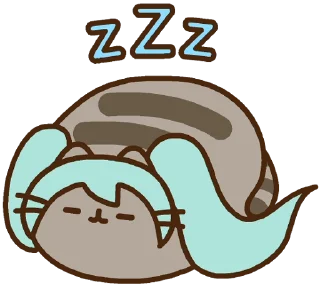 😴 emoji Hatsune Miku x Pusheen :: @line_stickers Telegram sticker 14 of 24