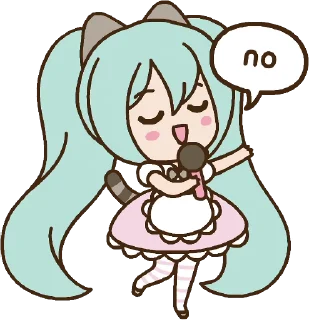 👎 emoji Hatsune Miku x Pusheen :: @line_stickers Telegram sticker 16 of 24