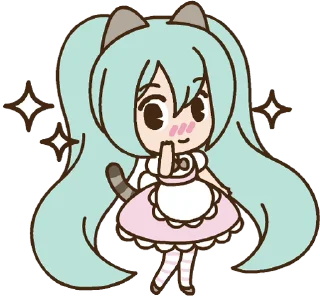 😳 emoji Hatsune Miku x Pusheen :: @line_stickers Telegram sticker 18 of 24